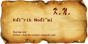Kórik Noémi névjegykártya